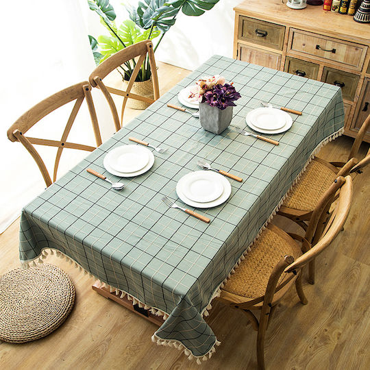 FRIPIA FRIPIA Leinen Tischdecke Hellblau 140x250cm FRIPIA FRIPIA Leinen Tischdecke Hellblau 140x250cm