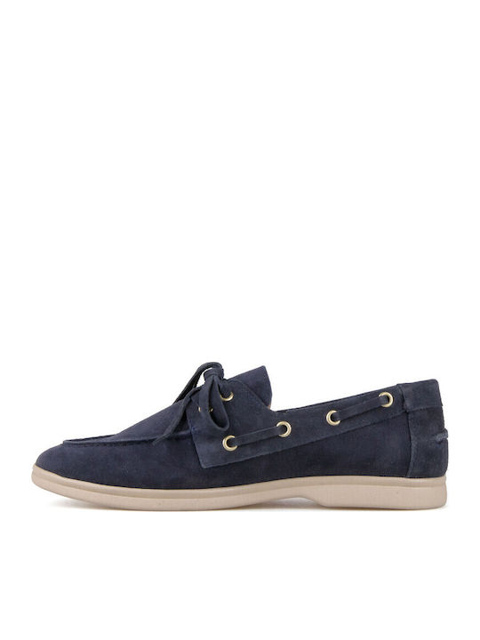 Leather Women's Loafers in Blue Colour