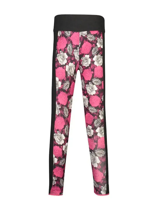 Kinderleggings Sport Kurze Schwarze Rush Pink Flower