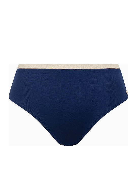 Slip Bikini Inferioare Talie Înaltă Albastru Marin