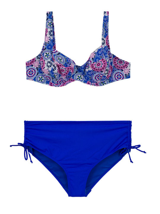 Plus Size Дамски Бански Bikini С Банели Ethnic Син