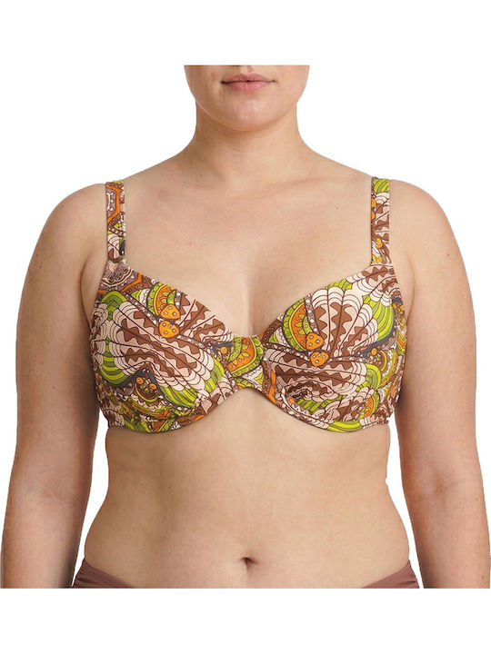 Plus Size Γυναικείο Μαγιό Bikini Μπανέλα Flexfit Cups Ethnic Σοκολά