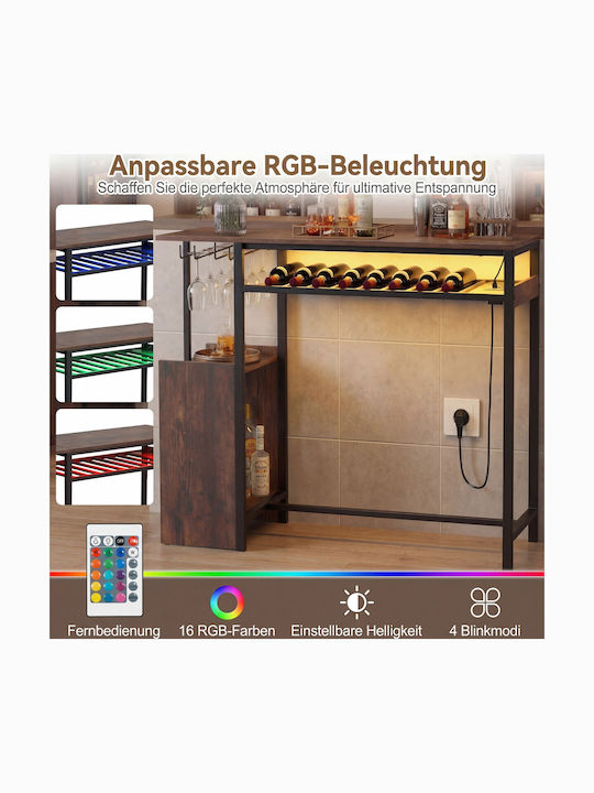 Wooden Bar Table with Metal Frame Brown 36x40x110cm