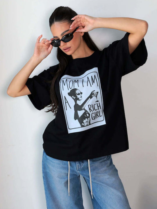 Kurzärmeliges Schwarzes Damen T-Shirt