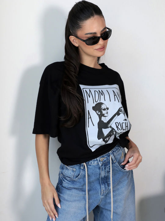 Kurzärmeliges Schwarzes Damen T-Shirt