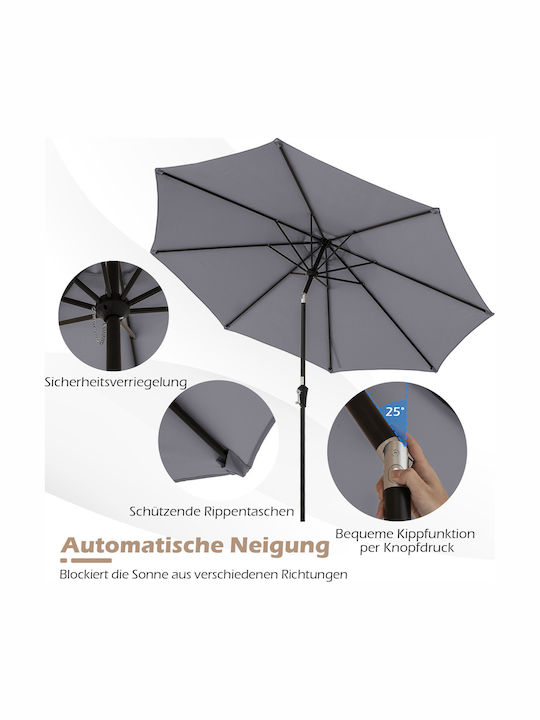 Umbrelă De Pardoseală Rotundă Metalică Gri Φ3.03m NP12259HS