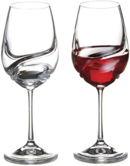 Bohemia Turbulence Set Glasses for White and Red Wine Glass in Red Colour Goblet 350ml 2 Pieces