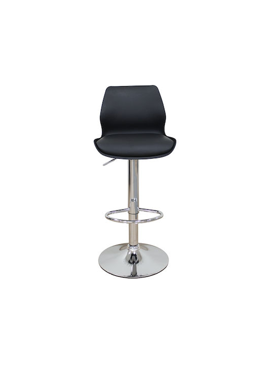 Bar Stool Black With Backrest & Adjustable Height Black 2pcs 39x45x102cm