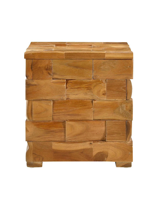 Living Room Stool With Storage Space Wooden Brown 40.5x39.5x45cm