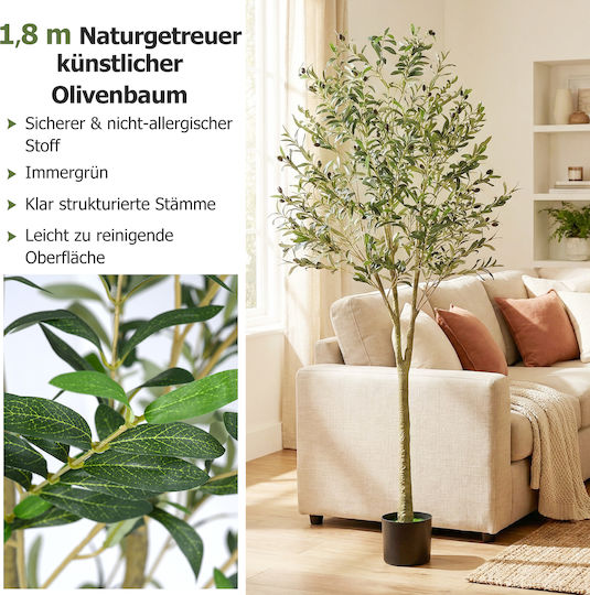 Costway Artificial Olive 180 cm Plastic Pot Green 180 x 17 x 17 cm Hz10380-1