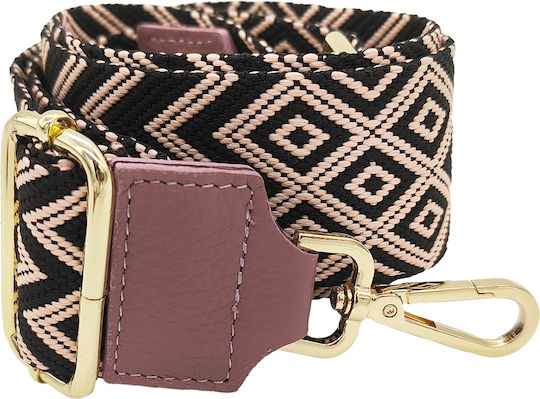 Adjustable Bag Strap 5cm Crossbody or Shoulder Gold Metal Hook Diamond Pattern Pink
