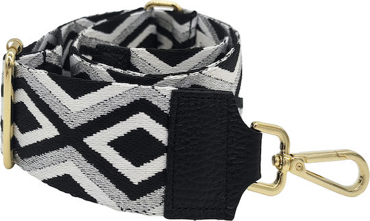 Adjustable Bag Strap 5cm Crossbody or Shoulder Gold Metal Hook Diamond Pattern Black