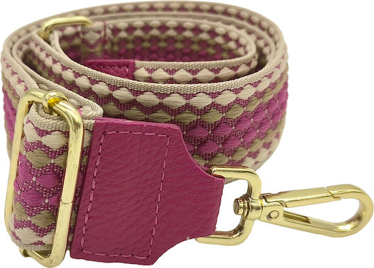 Adjustable Bag Strap 5cm Crossbody or Shoulder Gold Metal Hook Polka Dot Fuchsia Design