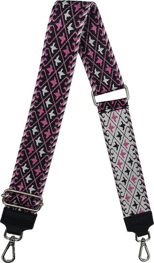 Adjustable Bag Strap 5cm Crossbody or Shoulder Silver Metal Hook Negative Pattern Black Fuchsia
