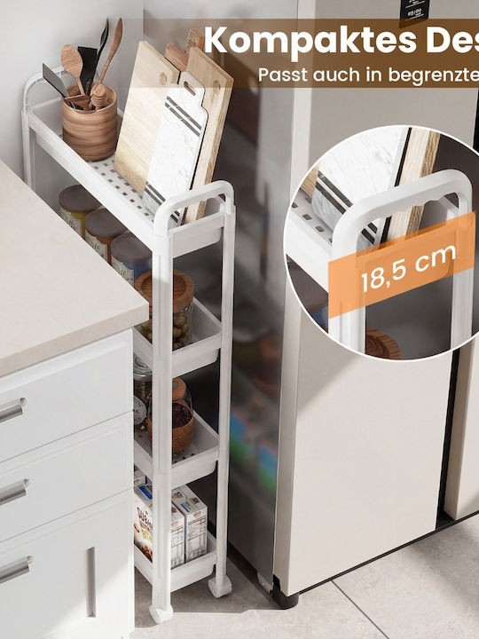 Costway Kitchen Trolley White 54x18.5x103cm