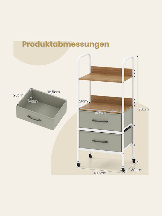 Costway Wooden Gray Kitchen Trolley 43.5x30x96cm