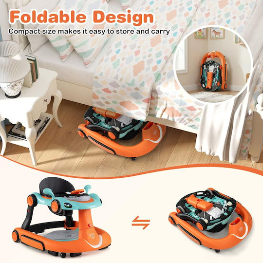 Costway Baby Walker For 7+ Months Orange