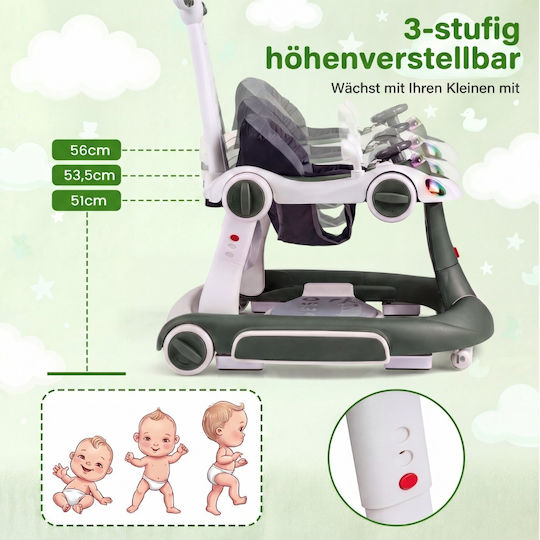 Costway Baby Walker For 7+ Months Green