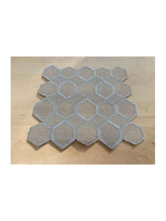 Linea Home Καρέ Τραπεζομάντηλο με Δαντέλα Σετ 5τμχ Cell Γκρι 120x120εκ.