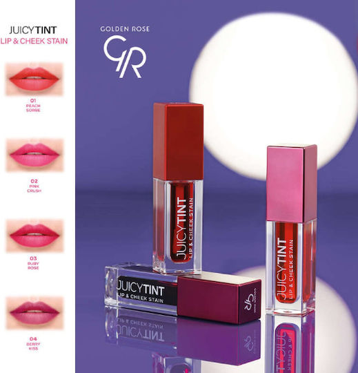 Golden Rose Juicy Tint Lip & Cheek Long Lasting Liquid Lip Stain 02 Pink Crush 5.2ml