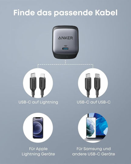 Anker Anker Kabeloser Handyladegerät mit USB-C Ausgangsanschlüsse 65W Schwarz (Nano II)
