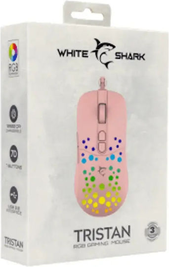 White Shark Tristan-2 RGB Gaming Ποντίκι 7200 DPI Ροζ