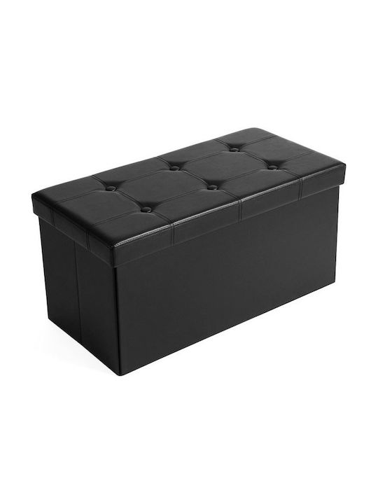 Taburet Cu Spațiu De Depozitare Tapițat Cu Piele Sintetică Negru 76x38x38cm