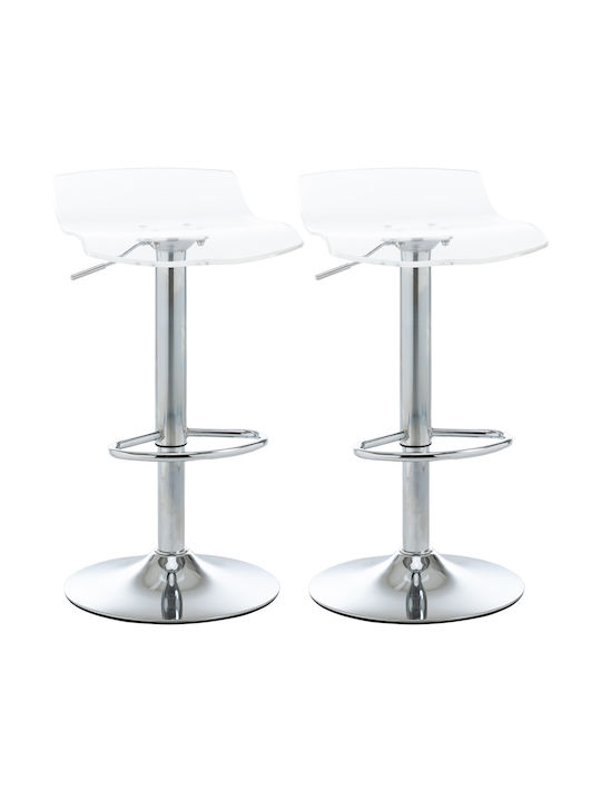 Stool Bar with Back & Adjustable Height Transparent 2pcs