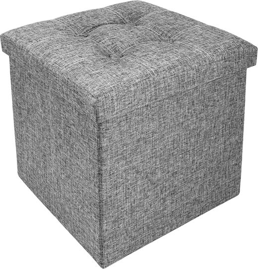 Υποπόδιο με Αποθηκευτικό Χώρο Gray With White Threads 38x38x38εκ. Υποπόδιο με Αποθηκευτικό Χώρο Gray With White Threads 38x38x38εκ.