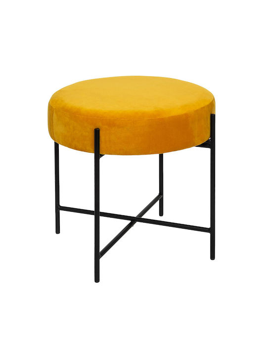 Hocker Für das Wohnzimmer Gepolstert mit Samt Arty Ochra 45.5x45.5x46cm
