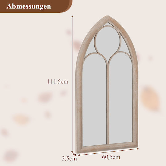 Costway Wandspiegel Ganzkörper Gewölbt mit Grau Metallischem Rahmen 111.5x60.5cm