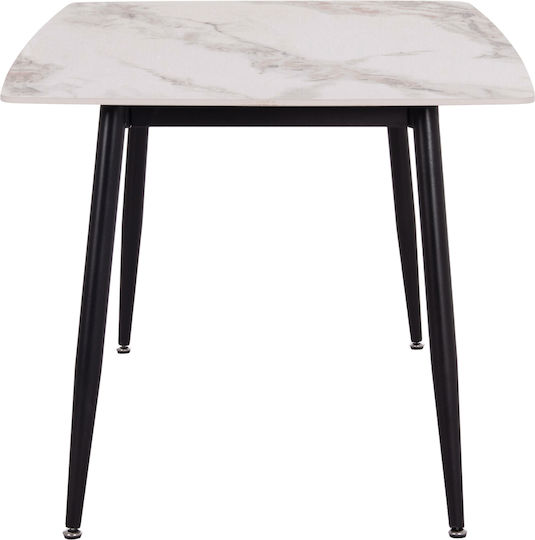 Raven Dining Table with White/Brown Marble Ceramic Surface 140x80x74cm