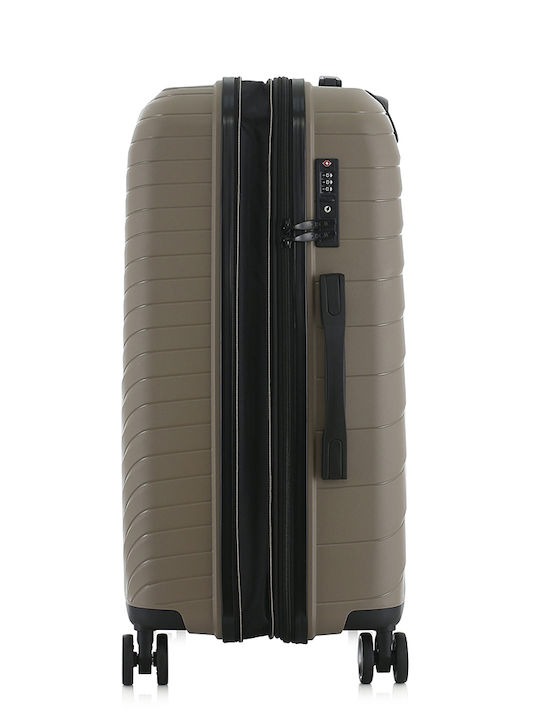 RCM Medium Hard Brown Travel Suitcase with 4 Wheels