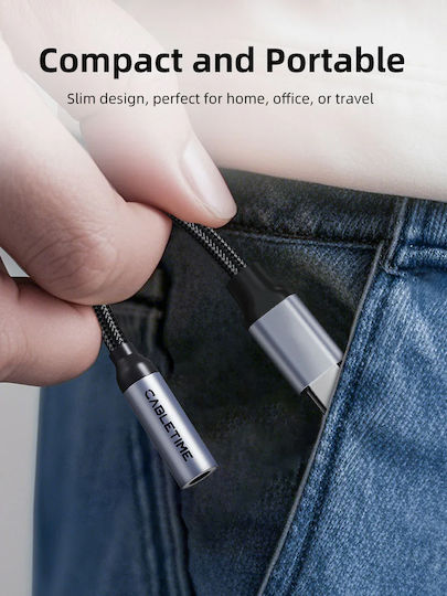 Cabletime Converter USB-C Male to 3.5mm Female Gray 1 Piece CT-CMAUF-AG