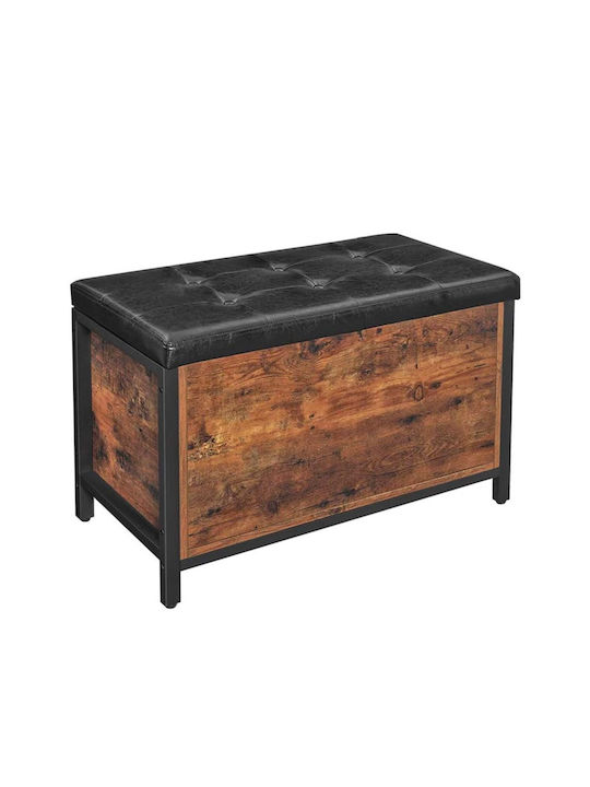 Taburet Cu Spațiu De Depozitare Lemn Negru 80x40x50cm