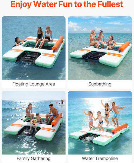 Vevor Aufblasbare Insel Für Pool Mit Griffen Hellblau 244x183cm