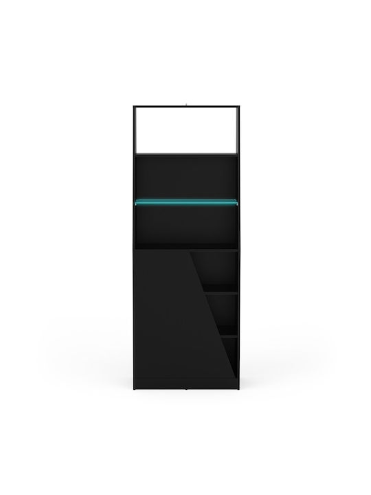 Bibliotecă Din Lemn Neagră Pentru Pardoseală 72x34x185cm