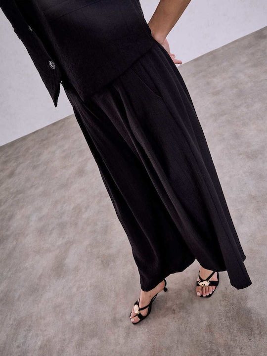 Celestino Hosen für Damen Mit Anliegendem Stoff Loose Fit Schwarz
