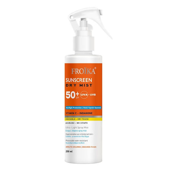 Froika Sunscreen Dry Αδιάβροχο Αντηλιακό Mist Προσώπου & Σώματος SPF50 250ml
