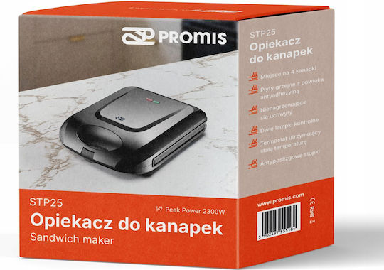 Promis Τοστιέρα για 2 Τοστ 1400W Μαύρη