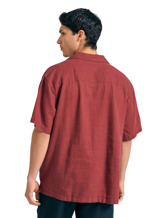 Къс ръкав Риза Едноцветен Spice Brown Burgundy