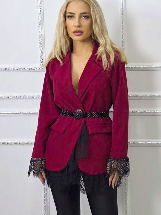 Κοντό Γυναικείο Σακάκι Burgundy
