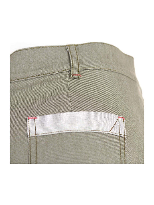 Langärmeliges Damen-Denim-Halbknopfhemd Grün