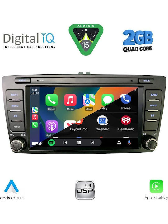 Digital IQ Auto-Audiosystem für Skoda Octavia 2005-2012 mit Klima (Bluetooth/USB/AUX/Eingebautes Wi-Fi / 3G/GPS/Apple CarPlay/Android Auto) mit Touchscreen 8"