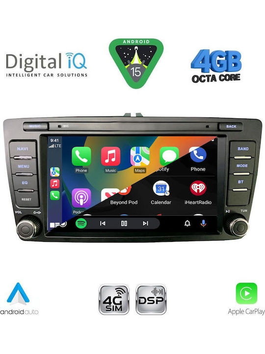 Digital IQ Auto-Audiosystem für Skoda Octavia 2005-2012 mit Klima (Bluetooth/USB/AUX/Eingebautes Wi-Fi / 3G/GPS/Apple CarPlay/Android Auto) mit Touchscreen 8"