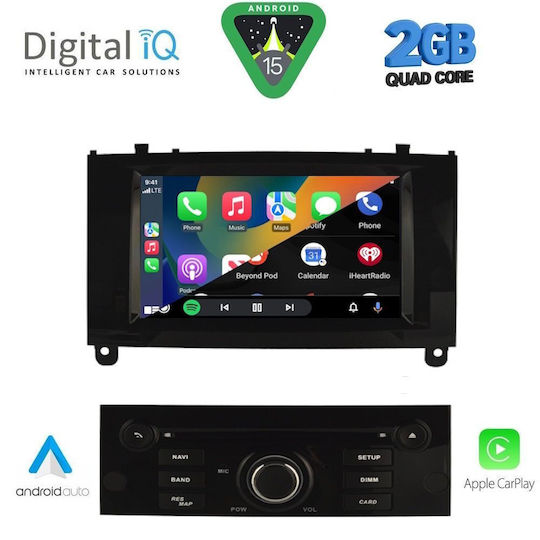 Digital IQ Car Audio System for Peugeot 407 2004-2011 with Clima (Bluetooth/USB/WiFi/GPS/Apple CarPlay/Android Auto) with 7" Touch Screen