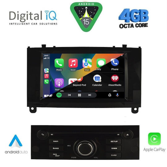 Digital IQ Car Audio System for Peugeot 407 2004-2011 with Clima (Bluetooth/USB/WiFi/GPS/Apple CarPlay/Android Auto) with 7" Touch Screen