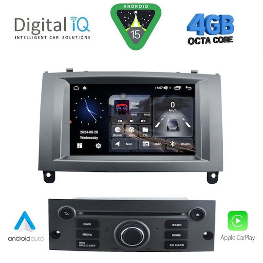 Digital IQ Car Audio System for Peugeot 407 2004-2011 with Clima (Bluetooth/USB/WiFi/GPS/Apple CarPlay/Android Auto) with 7" Touch Screen