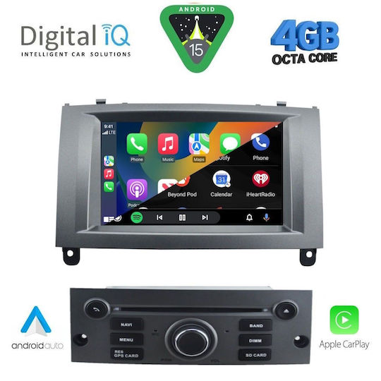 Digital IQ Car Audio System for Peugeot 407 2004-2011 with Clima (Bluetooth/USB/WiFi/GPS/Apple CarPlay/Android Auto) with 7" Touch Screen
