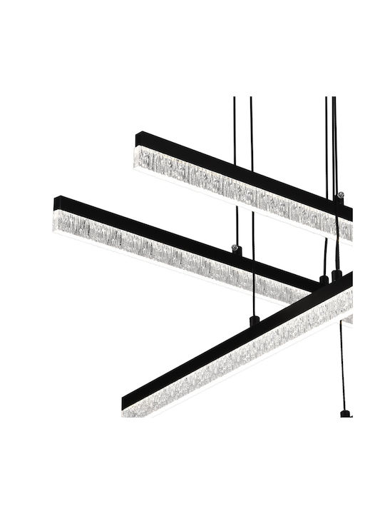 Alista Home Lumini Suspendate Negru LED Cu Lumină Alb Rece Cu Cristale Înălțime Reglabilă